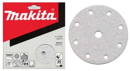 MAKITA papier ścierny na rzep 150 mm 9 otworów K180, 10 szt. P-37895