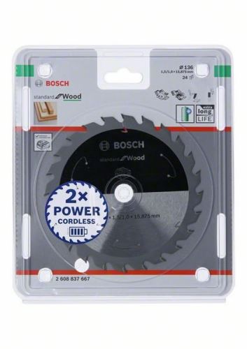 BOSCH Brzeszczot do pił akumulatorowych; Standard dla drewna 136x15,875x1,5/1,0x24T 2608837667