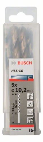 Wiertła do metalu BOSCH HSS-Co, DIN 338 10,2 x 87 x 133 mm (5 szt.) 2608585899