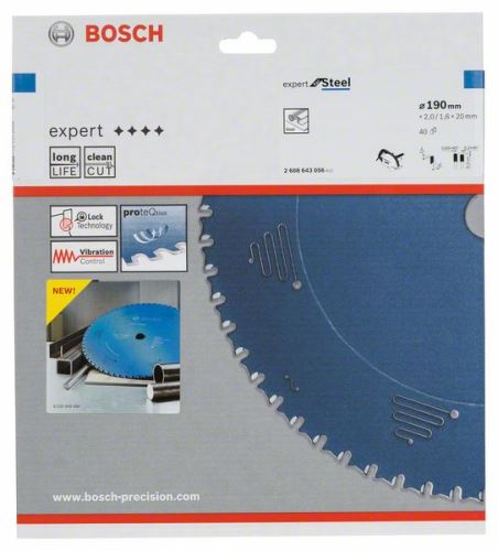 BOSCH Piła tarczowa Expert for Steel 190 x 20 x 2,0 mm, 40 2608643056