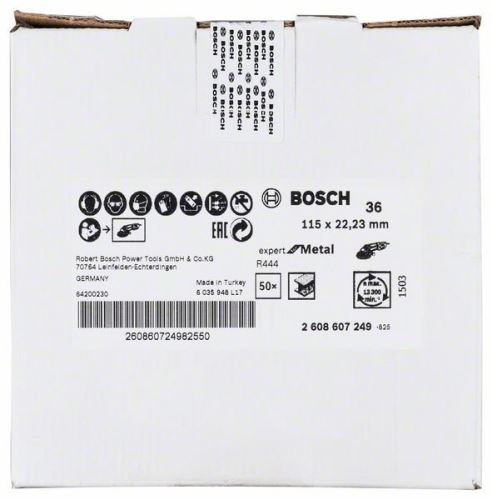 Ściernica fibrowa BOSCH R444, Expert for Metal D = 115 mm; K = 36 2608607249