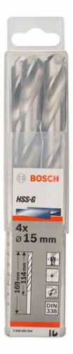 BOSCH Wiertła do metalu HSS-G, DIN 338 15 x 114 x 169 mm (4 szt.) 2608585594