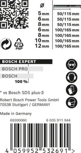 Zestaw BOSCH EXPERT SDS plus-7X 5/6/6/8/8/10/12 mm, 7 szt. 2608900195