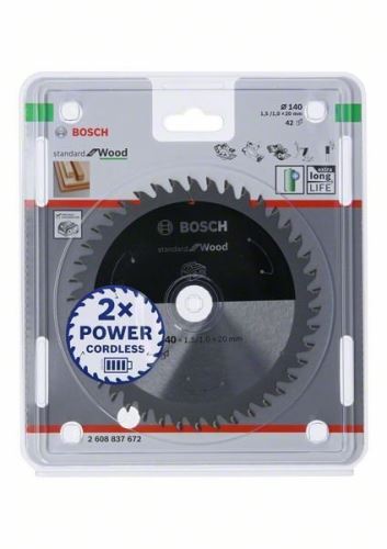 BOSCH Brzeszczot do pił akumulatorowych; Standard do drewna 140x20x1,5/1,0x42T 2608837672