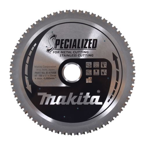 Brzeszczot MAKITA stal nierdzewna SPECIALIZED 150x1,1x20 mm 60 zębów B-47058