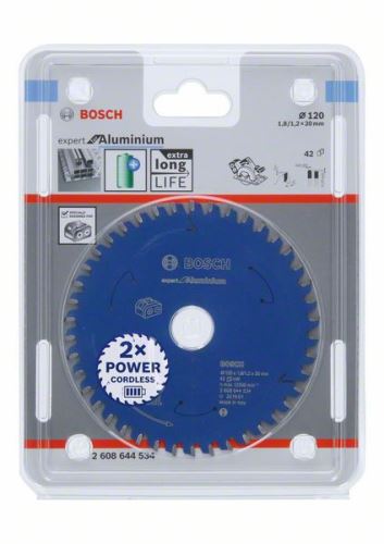 BOSCH Brzeszczot do pił akumulatorowych; Ekspert ds. aluminium 120x20x1,8/1,2x42T 2608644534