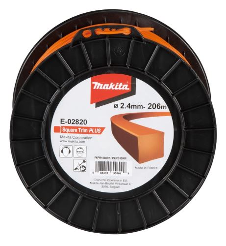 MAKITA sznurek nylonowy Plus 2,4 mm, 206m, pomarańczowy, kwadratowy E-02820