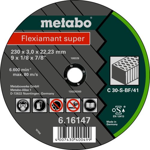 METABO Tarcza tnąca - kamień-FLEXIA SUPER 180x3,0x22,2 616143000