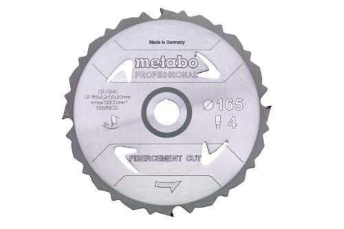 METABO Brzeszczot 165 x 20 mm, 4 zęby, 5° FibercementCutProf 628289000