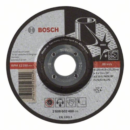 BOSCH Tarcza do obróbki zgrubnej profilowana Expert do Inox AS 30 S INOX BF, 125 mm, 6,0 mm 2608602488