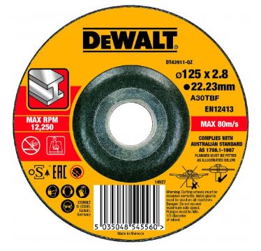 DeWALT wypukła tarcza do cięcia metalu 125 x 22,2 x 3,0 mm DT43911