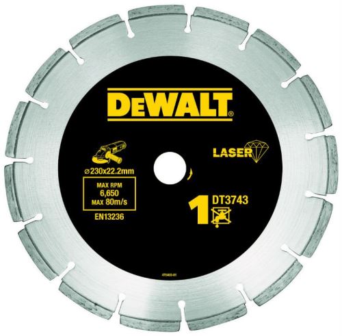 DeWALT DIA Tarcza segmentowa do materiałów budowlanych i betonu, do cięcia na sucho, 230 x 22,2 mm DT3743