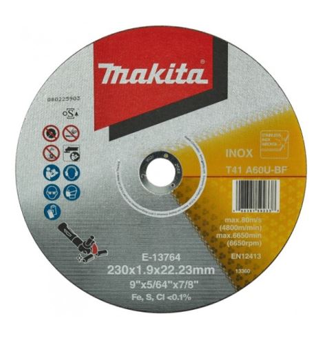 Tarcza tnąca MAKITA ze stali nierdzewnej 230x1,9x22,23 mm E-13764