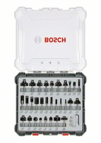 BOSCH Zestaw mieszany frezów kształtowych z wrzecionem Ø 6 mm, 30 szt. 2607017474