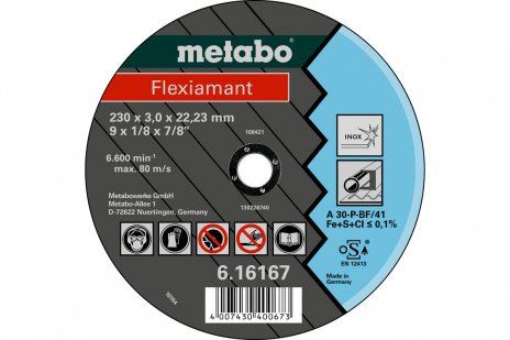 METABO Tarcza szlifierska Flexiamant 180 x 3,0 x 22,23 INOX, TF 42 616299000