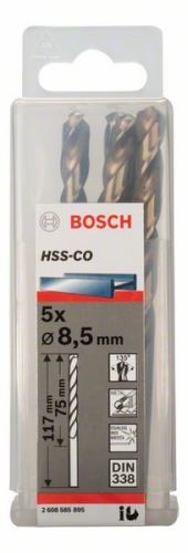 BOSCH Wiertła do metalu HSS-Co, DIN 338 8,5 x 75 x 117 mm (5 szt.) 2608585895