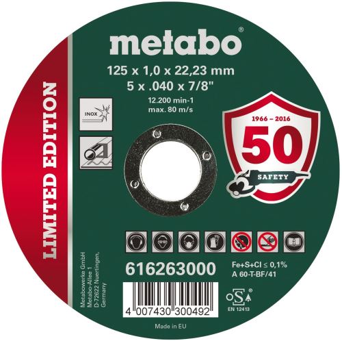 METABO Tarcza tnąca Inox 125x1,0x22,23 616263000