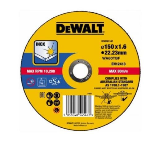 DeWALT Tarcza tnąca do stali nierdzewnej 150 x 22,2 x 1,6 mm DT43907