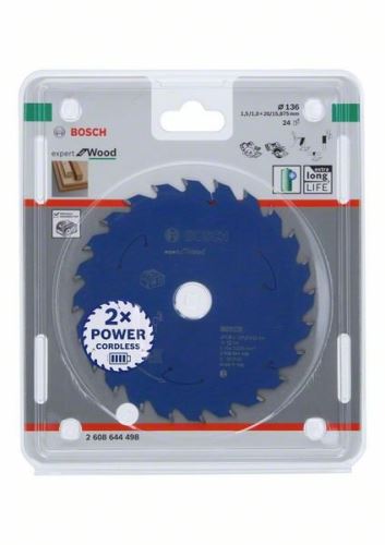 BOSCH Brzeszczot do pił akumulatorowych; Ekspert do drewna 136x20x1,5/1x24T 2608644498