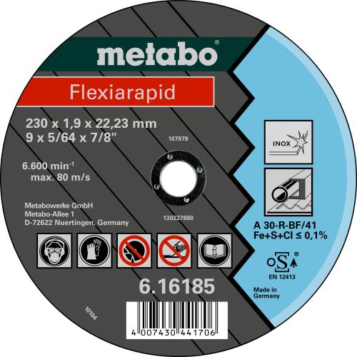 METABO Tarcza tnąca - stal nierdzewna-FLEXIRAPID 115x1,0x22,2 616186000