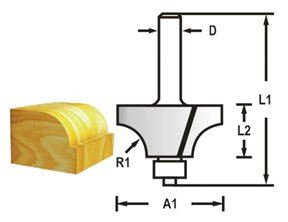 MAKITA Frez zaokrąglający z trzpieniem łożyskowym 8 mm, 31,8x17x58 mm R 9,5 mm D-48549