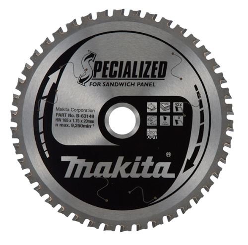 Brzeszczot do płyt warstwowych MAKITA SPECIALIZED 165x1,75x20 mm 42 zęby B-63149