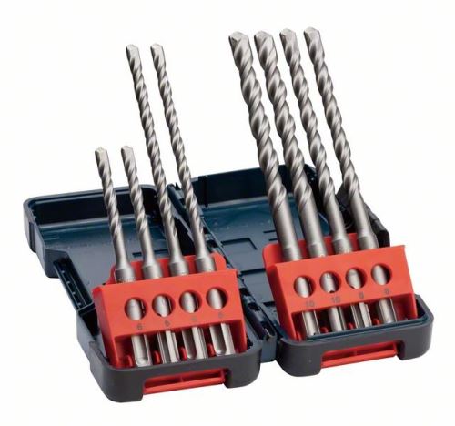 BOSCH 8-częściowy zestaw wiertarek udarowych SDS-Plus-3, twarde pudełko 6 x 110 (2x); 6x160 (2x); 8x160 (2x); 10 x 160 (2x) mm 2607019902