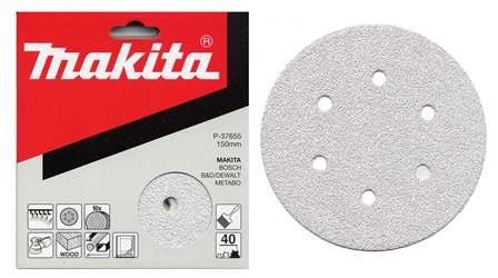 MAKITA papier ścierny na rzep 150 mm 6 otworów K120, 10 szt. P-37699