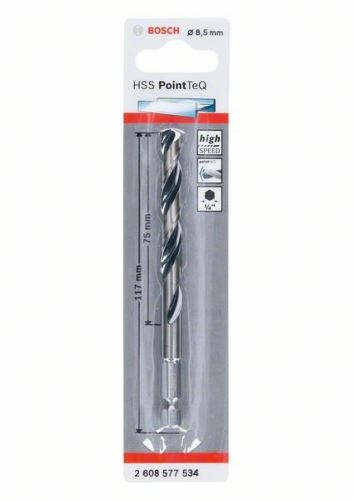 BOSCH Wiertło do metalu HSS PointTeQ HEX z chwytem 6-kątnym; 8,5 mm (5 szt.) 2608577534