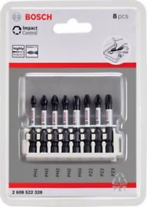 Zestaw końcówek do wkrętów BOSCH Impact Control, 8 sztuk, 1×PH1;3×PH2;1×PH3;2×PZ2;1×PZ3 2608522328