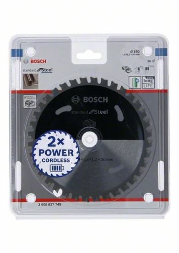 BOSCH Brzeszczot do pił akumulatorowych; Norma dla stali 160x20x1,6/1,2x36T 2608837749