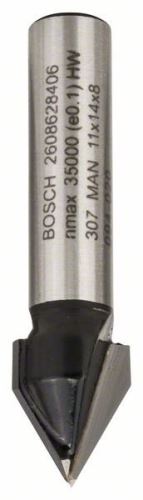 BOSCH Frez do wpustów V 8 mm, D1 11 mm, L 14 mm, G 45 mm, 60° 2608628406