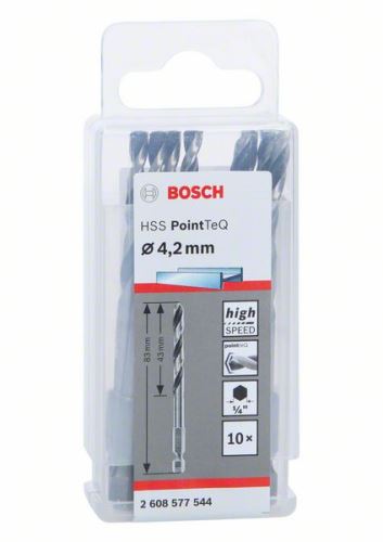 BOSCH Wiertło do metalu HSS PointTeQ HEX z chwytem 6-kątnym; 4,2 mm 2608577544