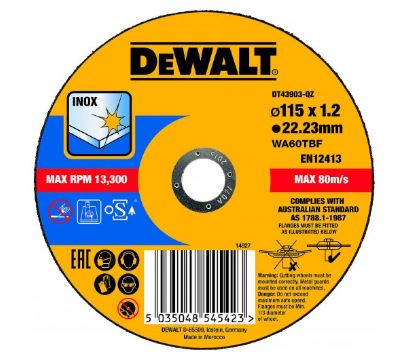 DeWALT Tarcza tnąca do stali nierdzewnej 115 x 22,2 x 1,2 mm DT43903