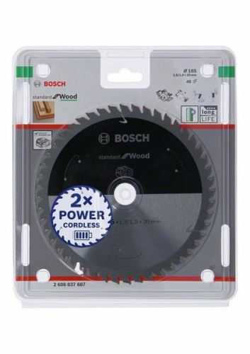 BOSCH Brzeszczot do przecinarek akumulatorowych, Standard for Wood, 165x20x1,5/1,0x48T 2608837687