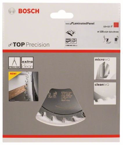 BOSCH Tarcza wstępnie nacięta Top Precision Panel laminowany 125 x 20 x 2,8-3,6 mm, 12+12 2608642131