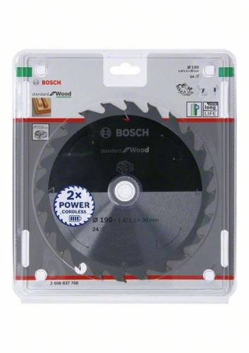 BOSCH Brzeszczot do pił akumulatorowych; Standard do drewna 190x30x1,6/1,1x24T 2608837708