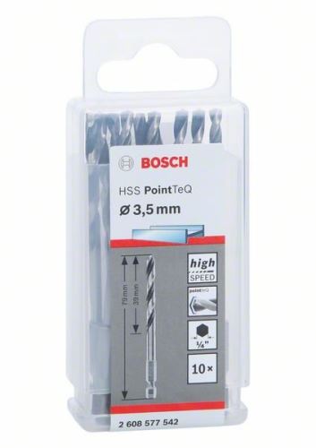 BOSCH Wiertło do metalu HSS PointTeQ HEX z chwytem 6-kątnym; 3,5 mm 2608577542