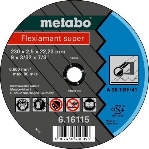 METABO Tarcza tnąca - stal, blacha -FLEXI 230x2,5x22,2 616115000