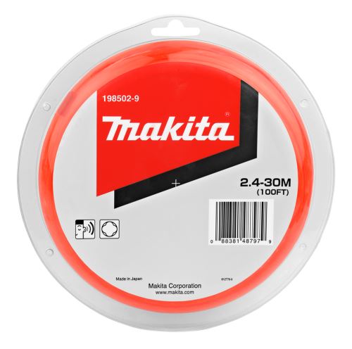 MAKITA sznurek nylonowy 2,4 mm, pomarańczowy, 30 m, specjalny do maszyn akumulatorowych E-01806