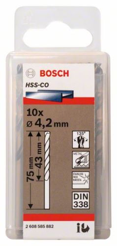 BOSCH Wiertła do metalu HSS-Co, DIN 338 4,2 x 43 x 75 mm (10 szt.) 2608585882