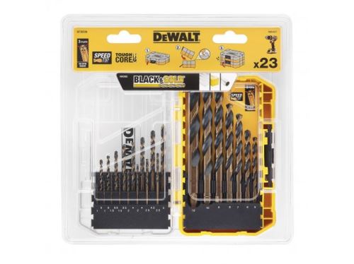 Zestaw wierteł do metalu DeWALT HSS-G czarno-złoty (23 szt.) DT70729