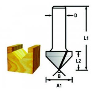 MAKITA Frez do wpustów w kształcie litery V trzpień 8 mm, 15,9x12,7x44 mm D-47905