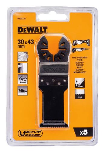 DeWALT Piły (5 szt.) do szybkiego cięcia drewna 30 x 43mm (5 x DT20704) DT20725