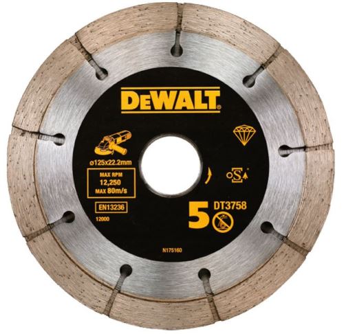 Diamentowa tarcza do rowkowania DeWALT, podwójna, 125 mm (wysokość segmentu 6,3 mm) DT3758