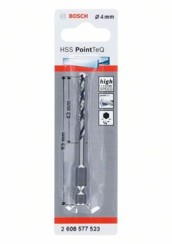 BOSCH Wiertło do metalu HSS PointTeQ HEX z chwytem 6-kątnym; 4,0 mm (5 szt.) 2608577523