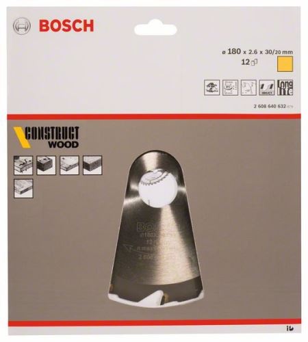 BOSCH Brzeszczot Construct Wood 180 x 30/20 x 2,6 mm; 12 2608640632