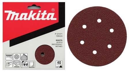 MAKITA papier ścierny na rzep 150 mm 6 otworów K60, 10 szt. P-37487