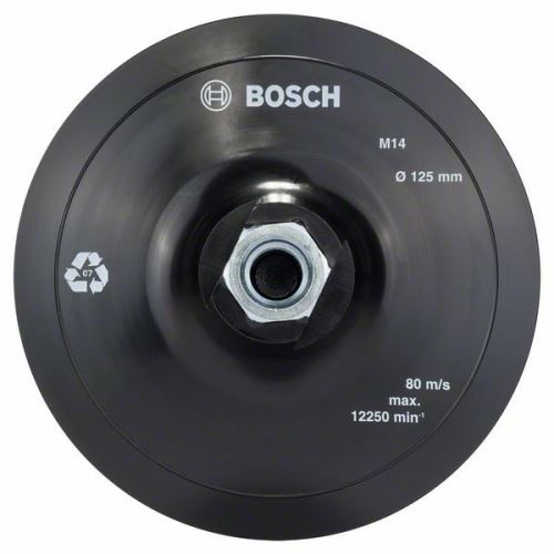 BOSCH Płyta nośna z systemem mocowania na rzepy, 125 mm 125 mm, 12.500 obr./min. 2608601077