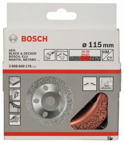 BOSCH Koło garnkowe z węglików spiekanych 115 x 22,23 mm; średni, płaski 2608600176